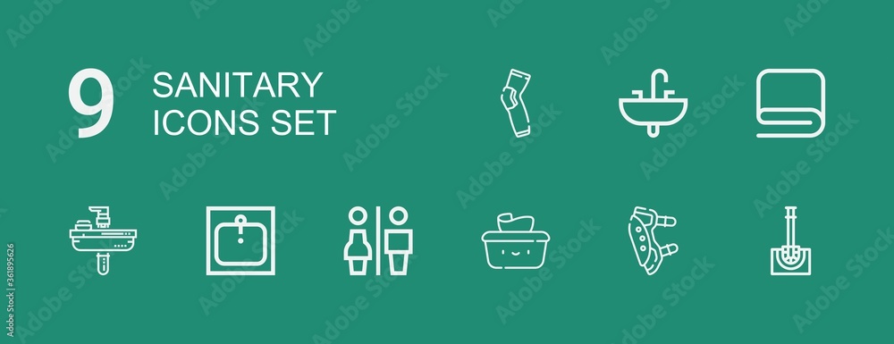 Editable 9 sanitary icons for web and mobile Editable 9 sanitary icons for web and mobile