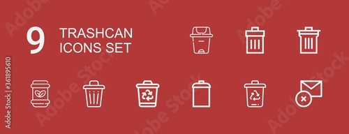 Editable 9 trashcan icons for web and mobile