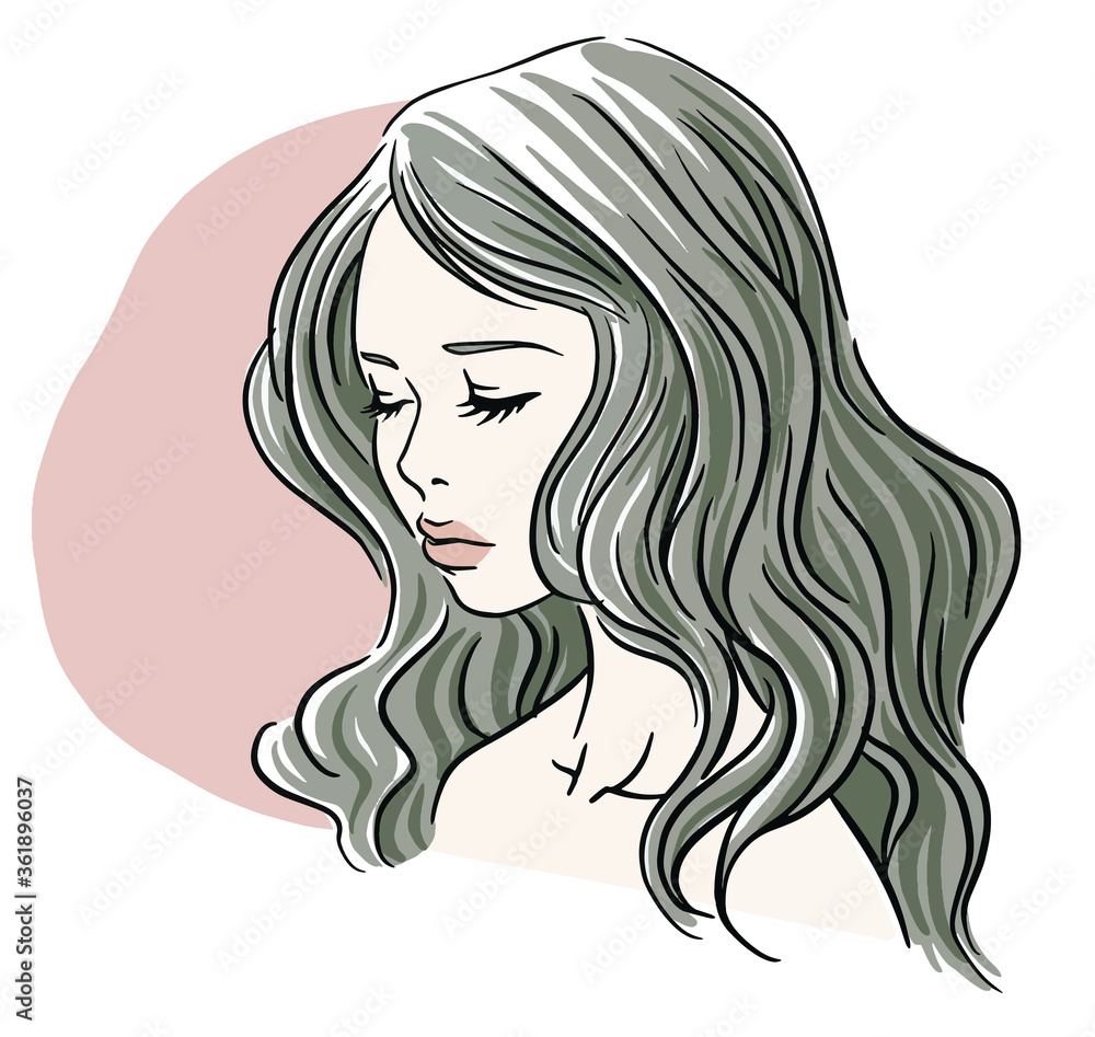 Vector illustration of a beautiful woman with green hair. Vector illustration of a beautiful woman with green hair.