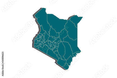 Map of Kenya - Blue Geometric Rumpled Triangular , Polygonal Design For Your. Kenya map polygonal design - blue geometric rumpled triangular low poly style gradient graphic background. - Vector