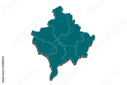 Map of kosovo. High detailed vector map - kosovo. Kosovo map - blue geometric rumpled triangular low poly style gradient graphic background, Vector illustration eps 10. - Vector