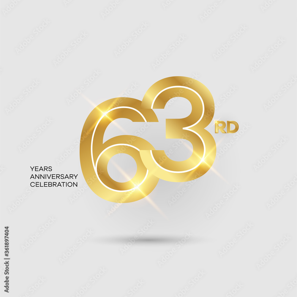 Obraz premium 63rd 3D gold anniversary logo isolated on elegant background, vector design for celebration purpose