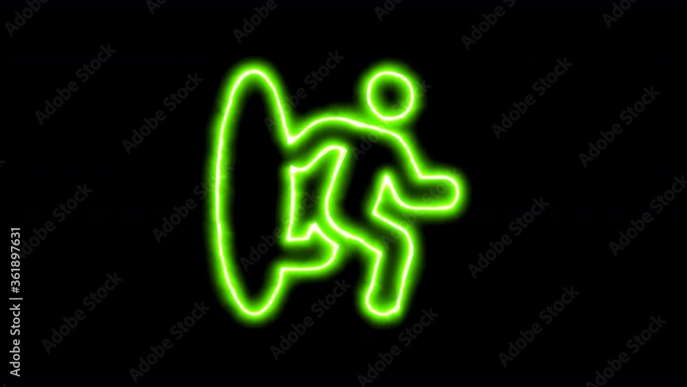 The appearance of the green neon symbol portal exit. Flicker, In - Out. Alpha channel Premultiplied - Matted with color black The appearance of the green neon symbol portal exit. Flicker, In - Out. Alpha channel Premultiplied - Matted with color black