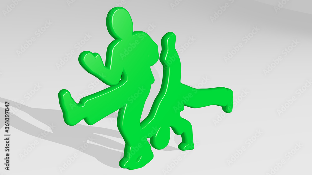 athletic stand with shadow. 3D illustration of metallic sculpture over a white background with mild texture. athlete and active athletic stand with shadow. 3D illustration of metallic sculpture over a white background with mild texture. athlete and active