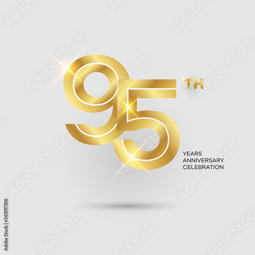 95th 3D gold anniversary logo isolated on elegant background, vector design for celebration purpose