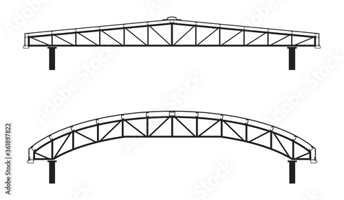 Roofing building steel frame cover roof truss.
Basic components of a roof truss. On white background. photo