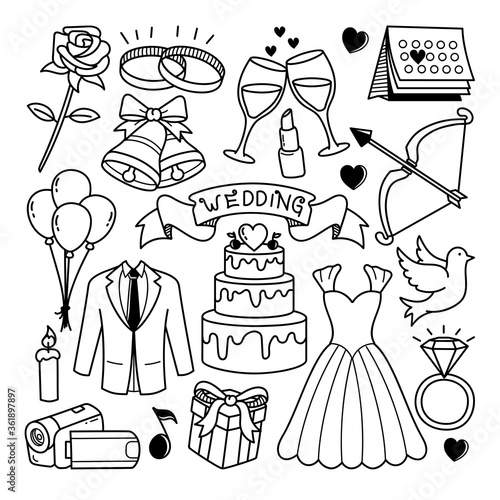 Wedding line doodle illustration isolated background