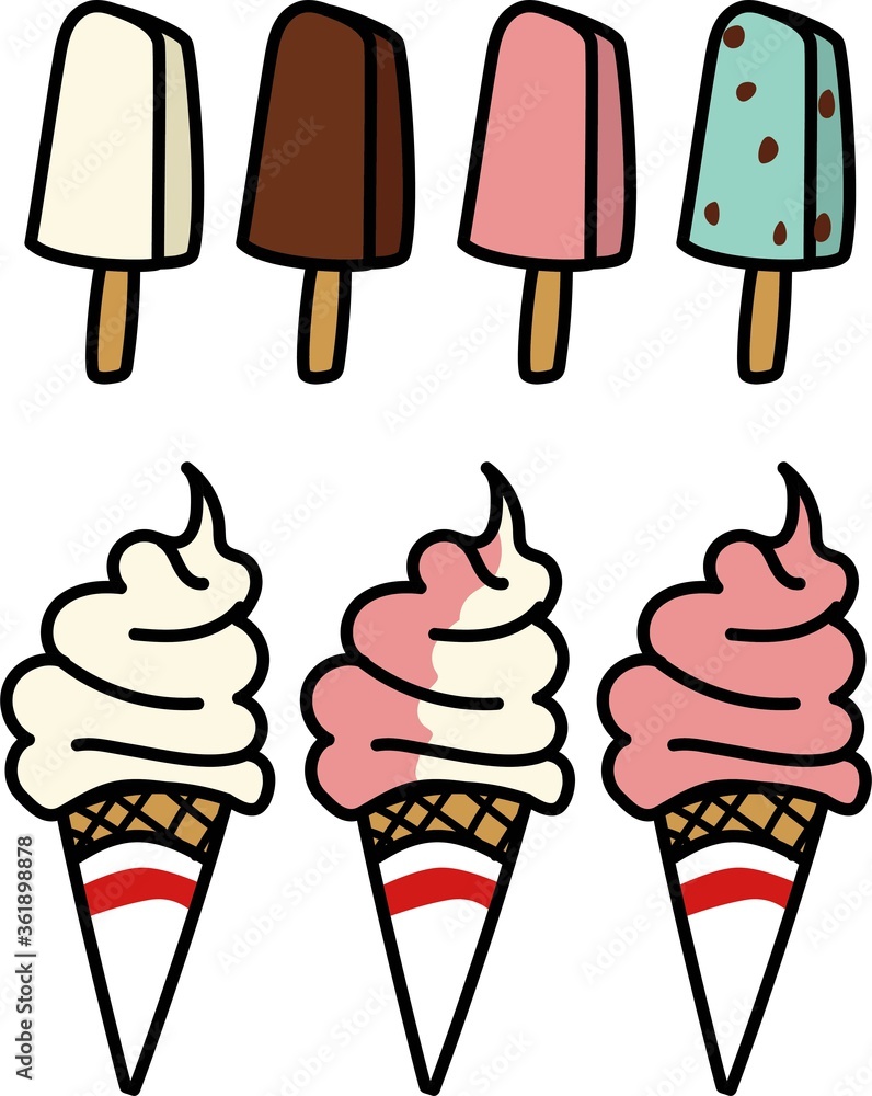 いろんな味のアイスクリームのイラスト Stock Illustration Adobe Stock
