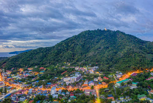 areial panorama photography sunset above Kata village in Phuket Thaland photo