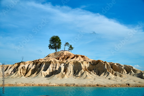 Wide angle view of blue lake at Bintan, Indonesia