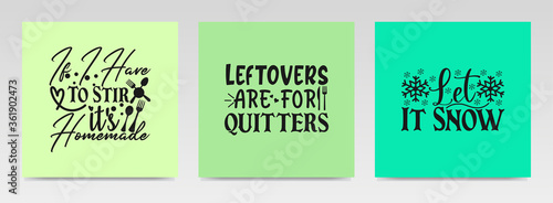 Pot holder quotes letter typography set illustration.