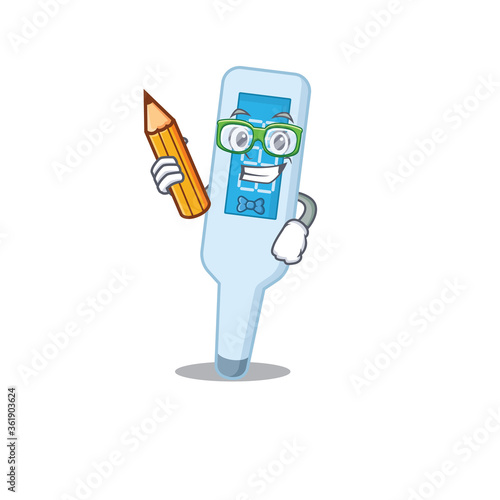 A student digital thermometermascot design study at home during pandemic
