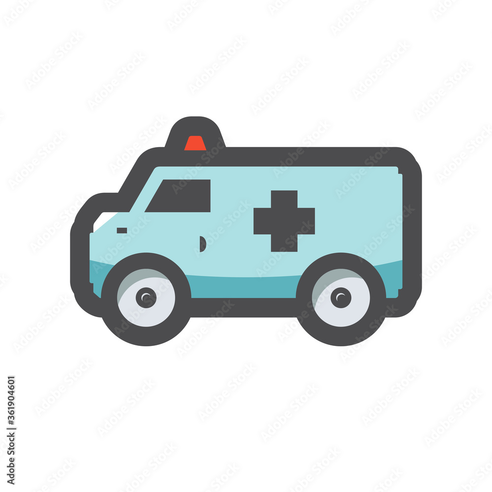 Ambulance car. Fast medical help. Vector Cartoon illustration Ambulance car. Fast medical help. Vector Cartoon illustration
