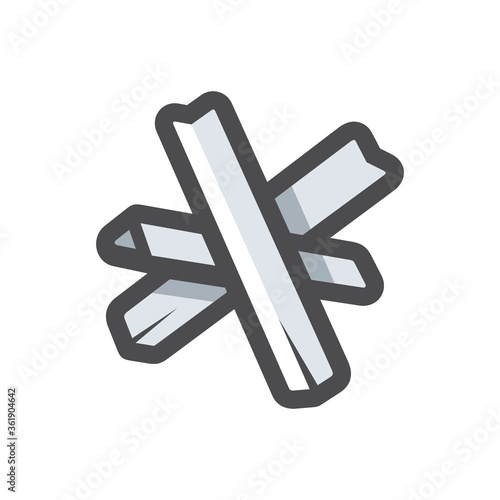 Anti tank steel obstacle. Vector Cartoon illustration