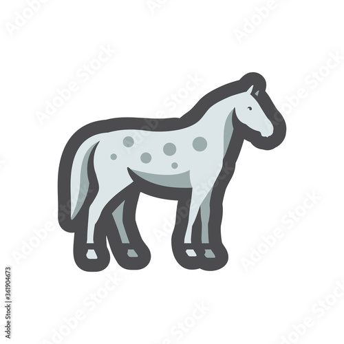 Spotted gray Horse. Equine. Vector Cartoon illustration