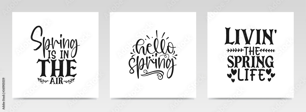 Spring quotes letter typography set illustration.