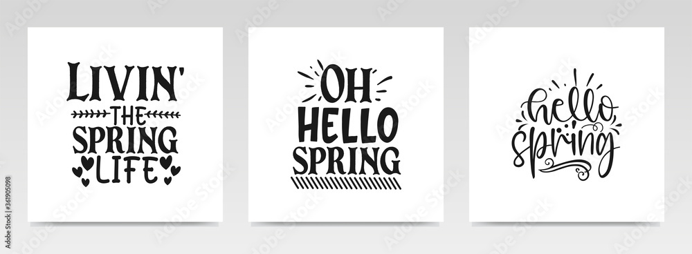 Spring quotes letter typography set illustration. Spring quotes letter typography set illustration.