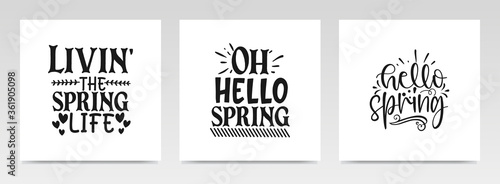 Spring quotes letter typography set illustration.