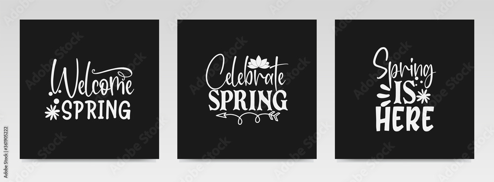 Spring quotes letter typography set illustration. Spring quotes letter typography set illustration.