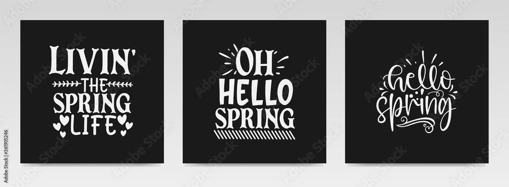 Spring quotes letter typography set illustration. Spring quotes letter typography set illustration.