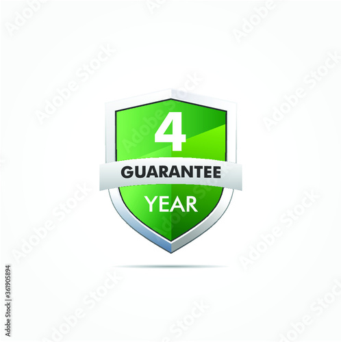 four years guareantee green shield icon vector illustration