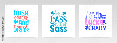 St patrick's day quotes letter typography set illustration.