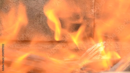 Coals and fire hd footage close up