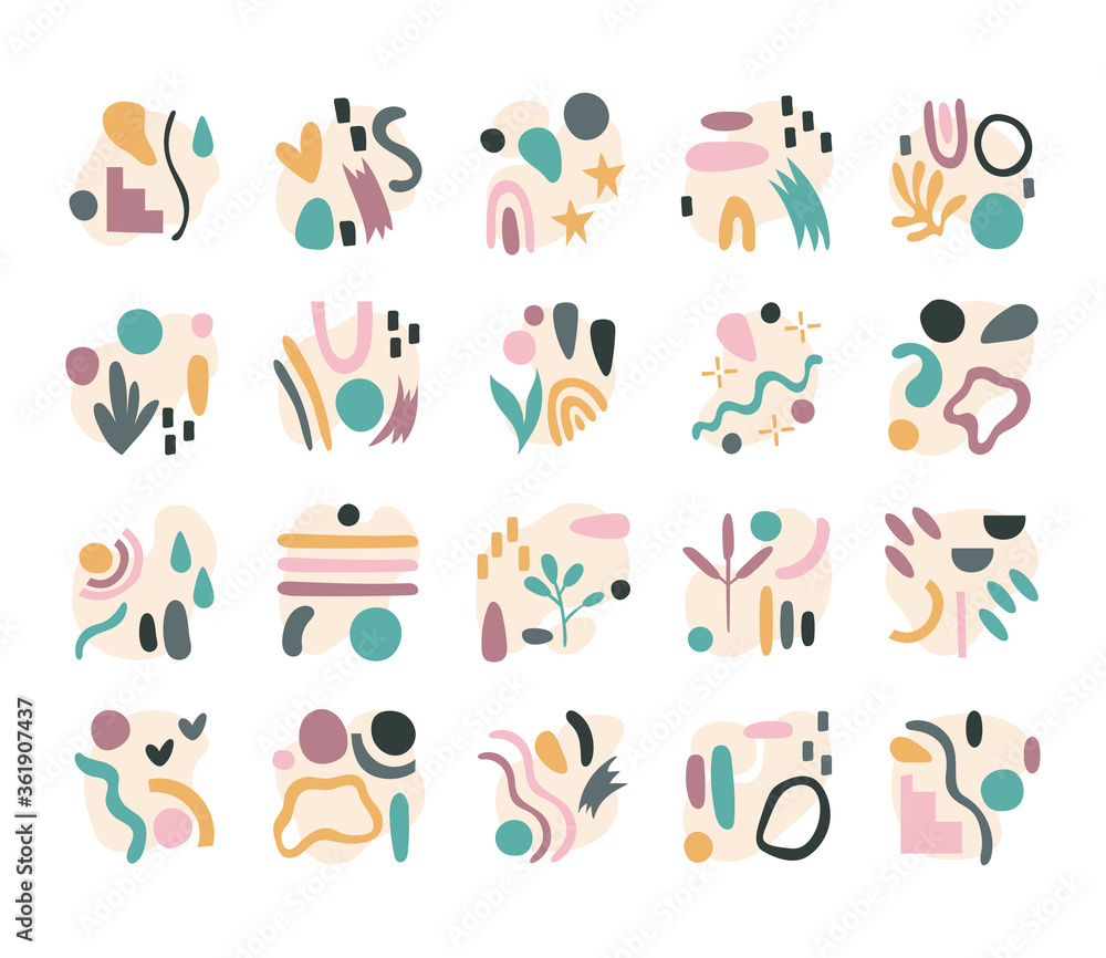 bundle of contemporary arts works set icons bundle of contemporary arts works set icons