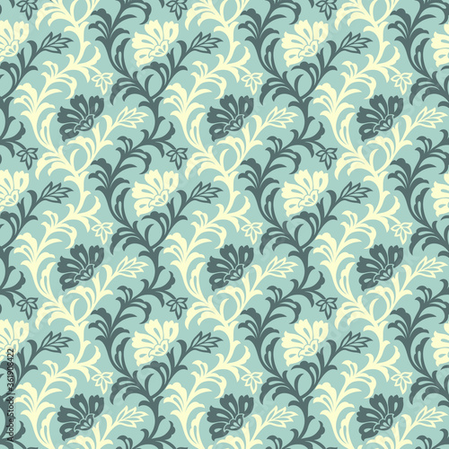 Seamless damask vector floral pattern design