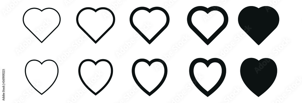 heart icon collection, outline heart icon collection, outline