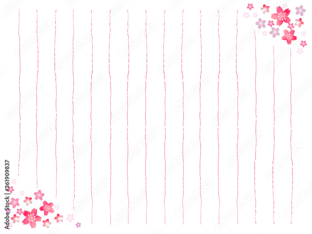 桜の花の便箋 縦書き よこ用紙 Stock Vector Adobe Stock