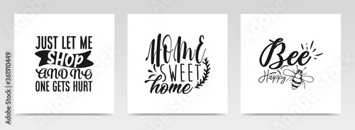 Tote bag and sign making quotes letter typography set illustration.