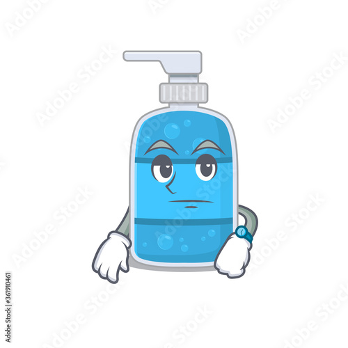 Mascot design style of hand wash gel with waiting gesture