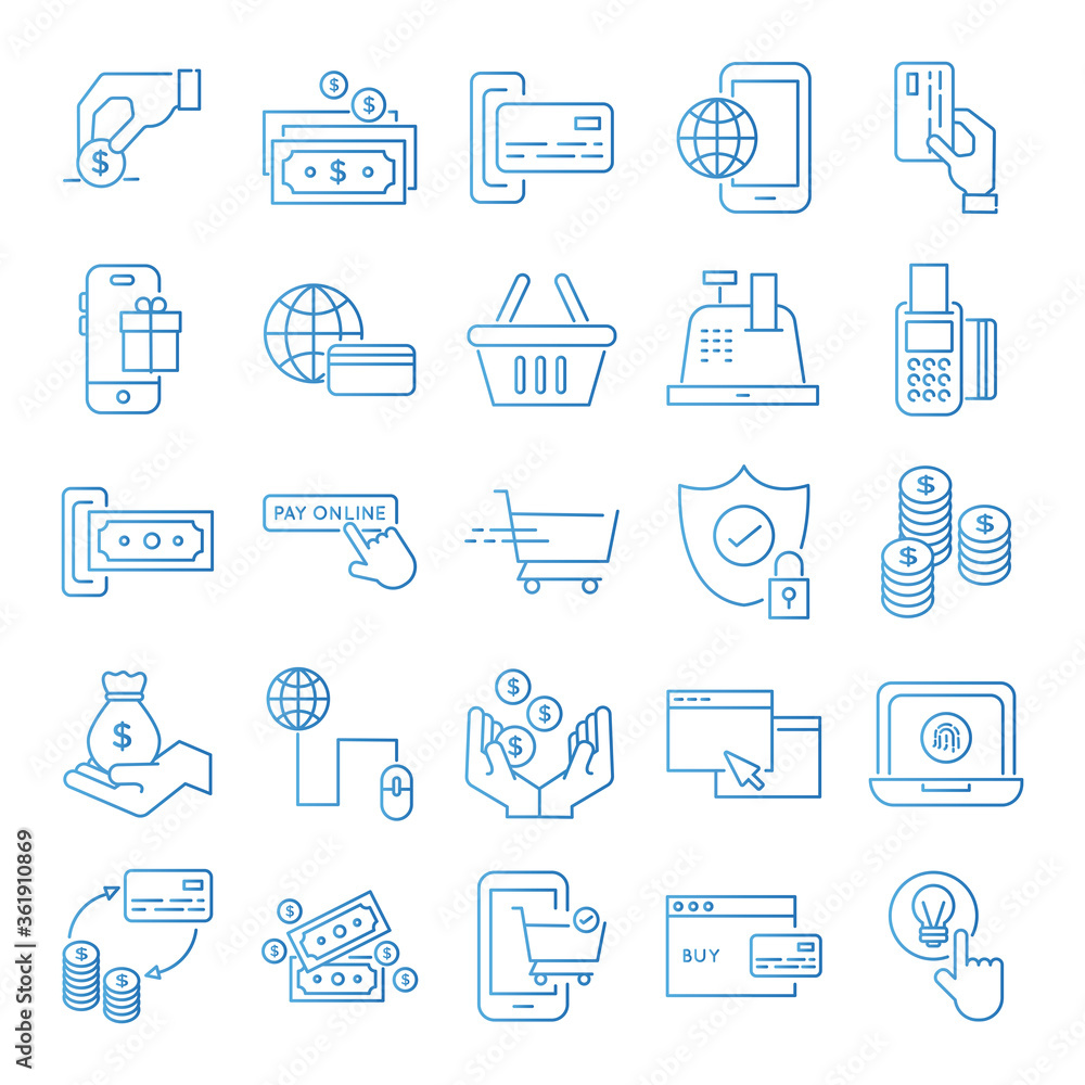 bundle of Payment online set icons