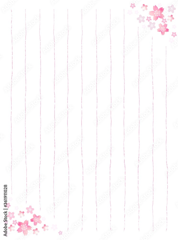 桜の花の便箋 縦書き たて用紙 Stock Illustration Adobe Stock
