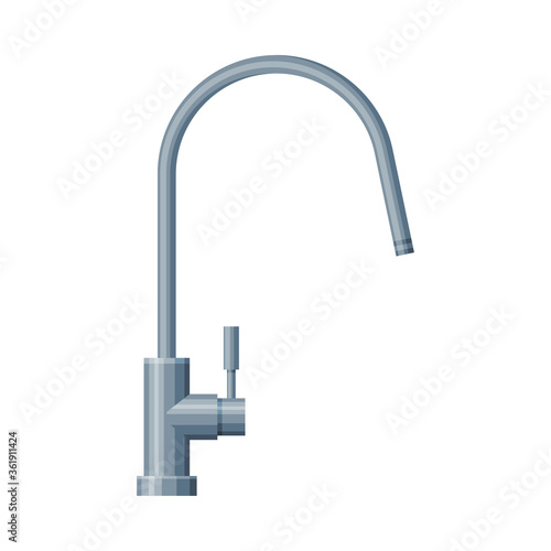 Faucet Water Filter, Stainless Steel Kitchen Faucet Vector Illustration on White Background