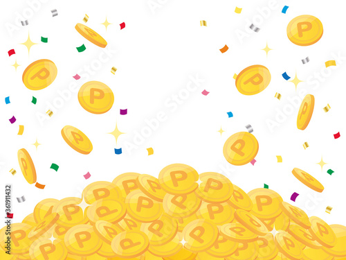 Pile of points gold coins