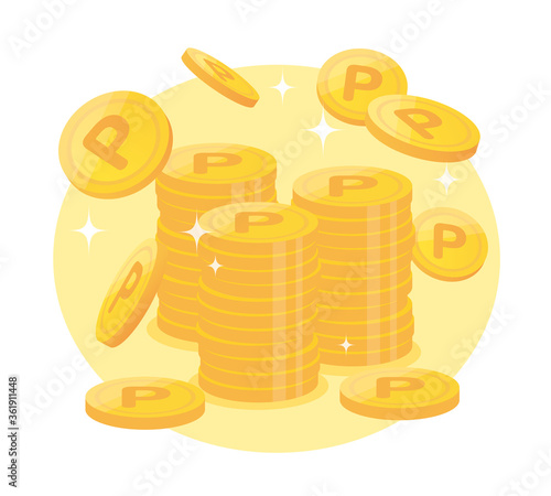 Point A bundle of gold coins, a gathering