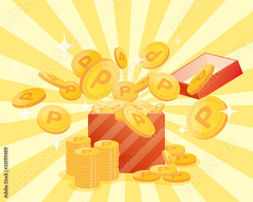 Point coins that can be flipped from the present box