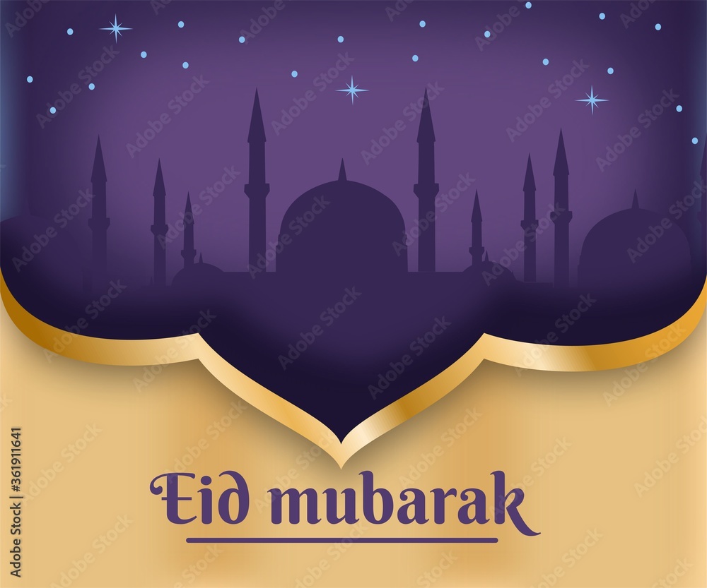 Islamic illustration of happy eid mubarak