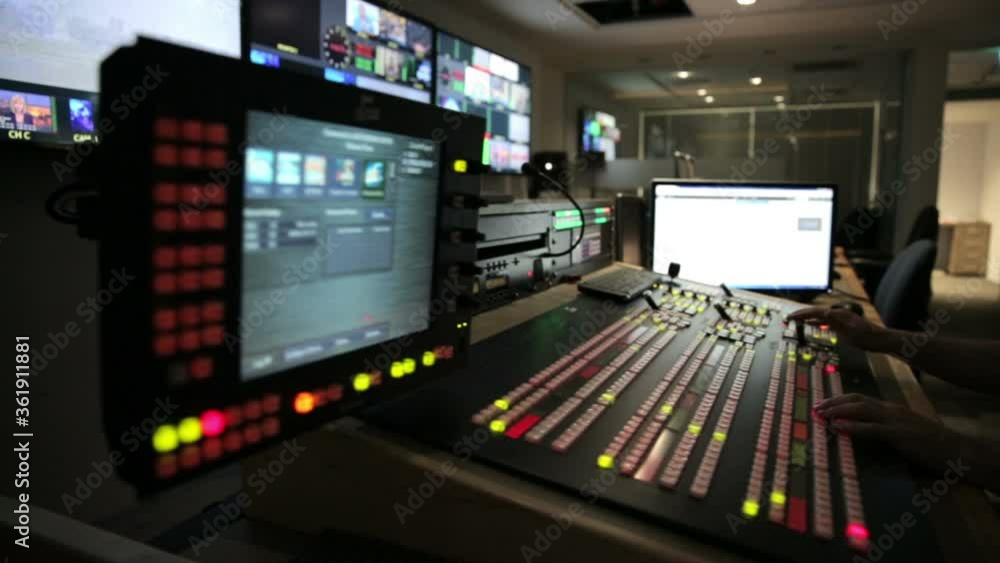 Director broadcast video mixer operation - dolly track 