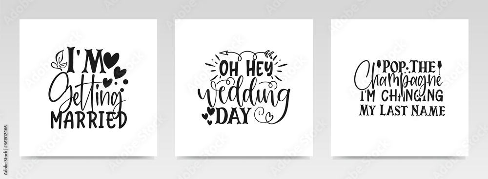Wedding quotes letter typography set illustration. Wedding quotes letter typography set illustration.