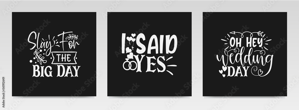 Wedding quotes letter typography set illustration. Wedding quotes letter typography set illustration.