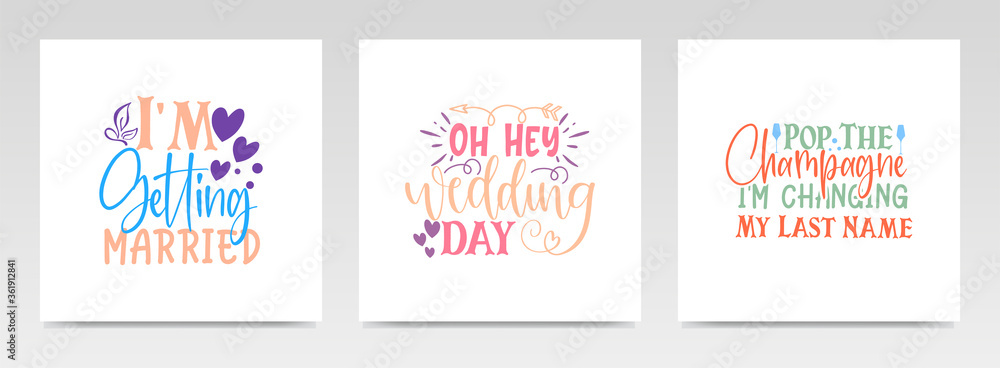Wedding quotes letter typography set illustration. Wedding quotes letter typography set illustration.