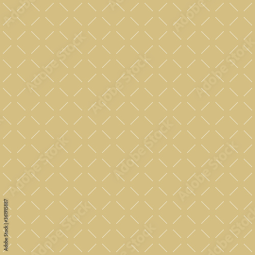 Geometric dotted golden and white pattern. Seamless abstract dotted modern texture for wallpapers and backgrounds