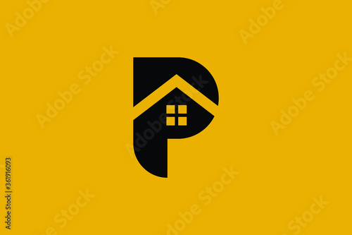 Logo design of P PP in vector for construction, home, real estate, building, property. Minimal awesome trendy professional logo design template on black background.