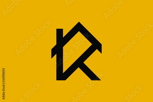 Logo design of K KK in vector for construction, home, real estate, building, property. Minimal awesome trendy professional logo design template on black background.