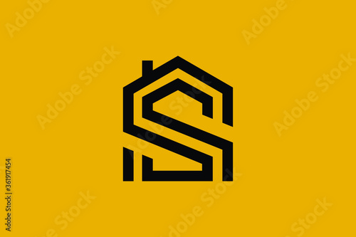 Logo design of S SS in vector for construction, home, real estate, building, property. Minimal awesome trendy professional logo design template on black background. photo