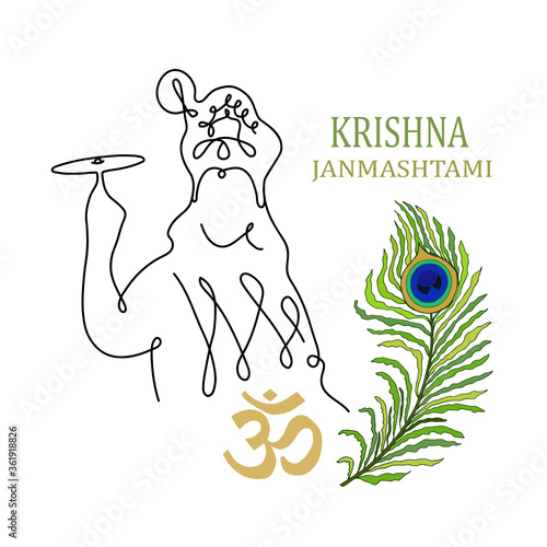 Krishna holds the Sudarshana Chakra.