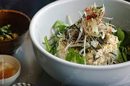  A Bowl Of The Japanese Style Salad With Rice